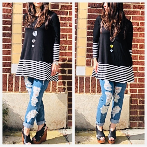 ✨LAST ONE✨block side pocket striped swing tunic - Picture 2 of 8